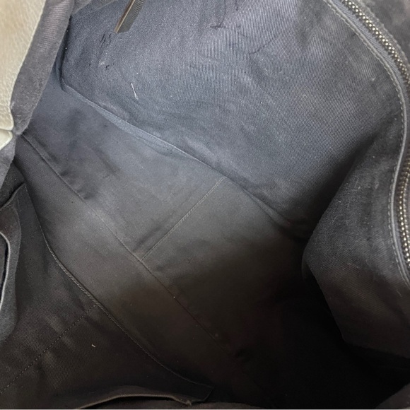 Vince Light Gray Leather Top Handle Tote Purse Satchel Bucket Bag - Picture 10 of 11